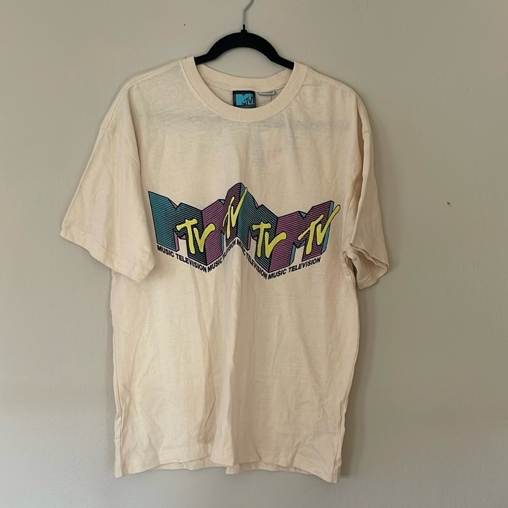 MTV Cream Short Sleeve Tee Retro Style Size 2X